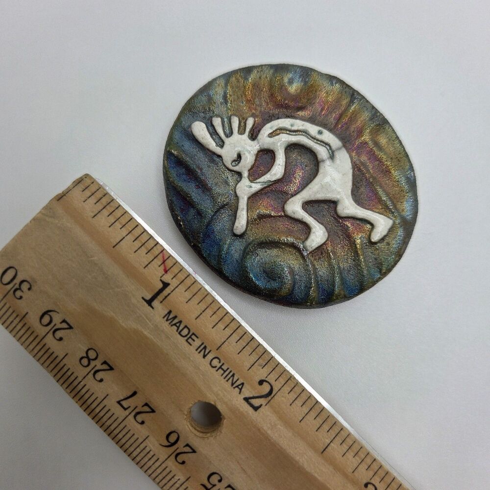 Vintage Kokopelli Raku Pottery Pocket Stone “I Am Bountiful” w/ Gift Bag - Picture 2 of 5